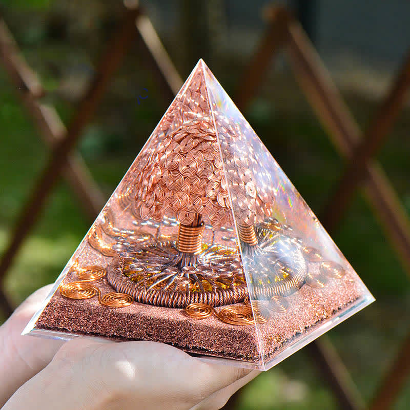 Olivenorma Rose Gold Copper Coil Energy Tree Orgone Pyramid