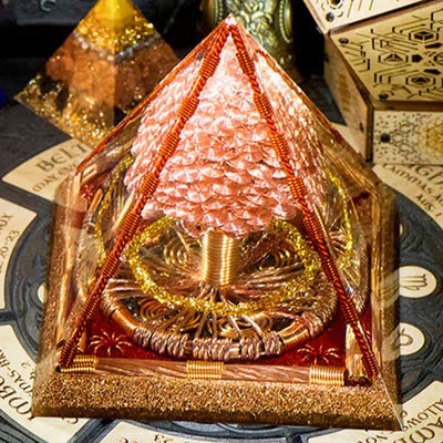 Olivenorma Rose Gold Copper Coil Energy Tree Orgone Pyramid