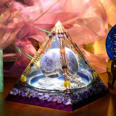 Olivenorma 15cm Amethyst Energy Ball Orgone Pyramid