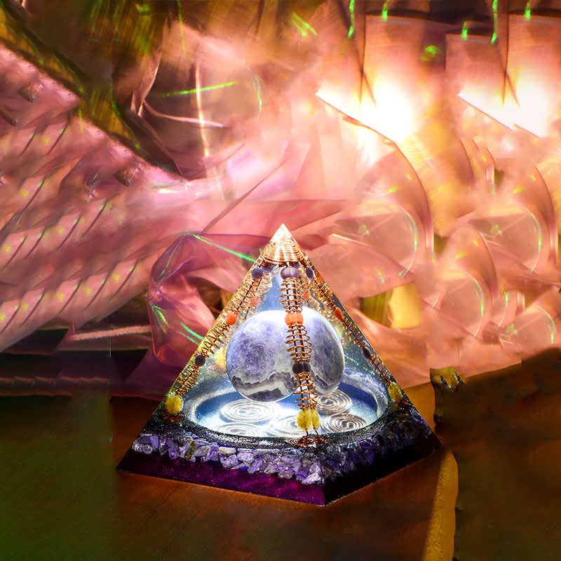 Olivenorma 15cm Amethyst Energy Ball Orgone Pyramid