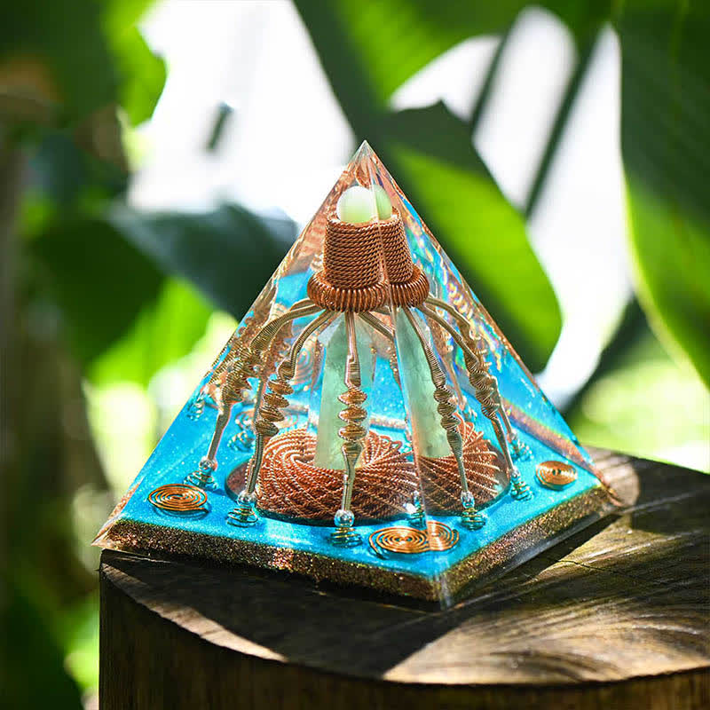 Olivenorma Copper Wire Green Aventurine Energy Orgone Pyramid