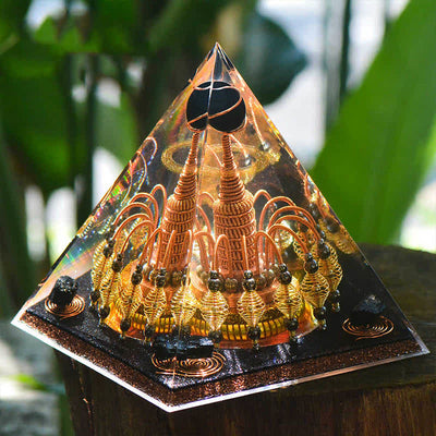 Olivenorma "Gilded Dark Night Lord" Black Crystal Orgone Pyramid