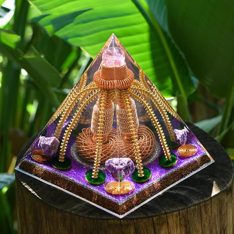 Olivenorma Amethyst Copper Wire Energy Generator Orgone Pyramid