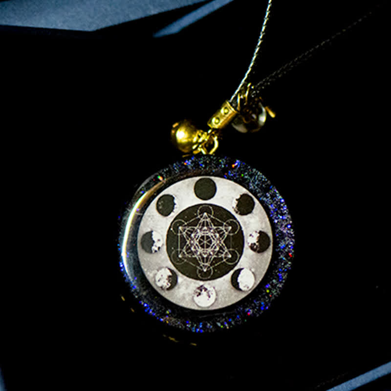 Olivenorma Metatron's Cube Energy Moon Phase Orgone Necklace