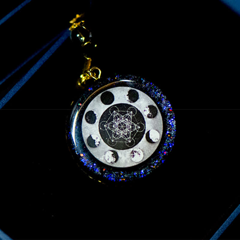 Olivenorma Metatron's Cube Energy Moon Phase Orgone Necklace