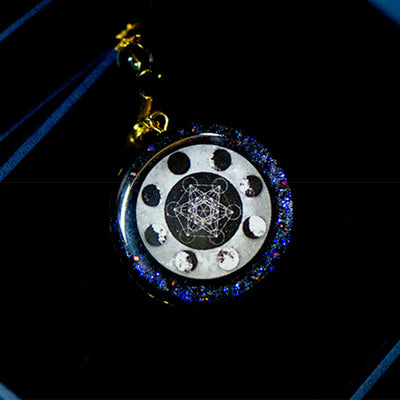 Olivenorma Metatron's Cube Energy Moon Phase Orgone Necklace