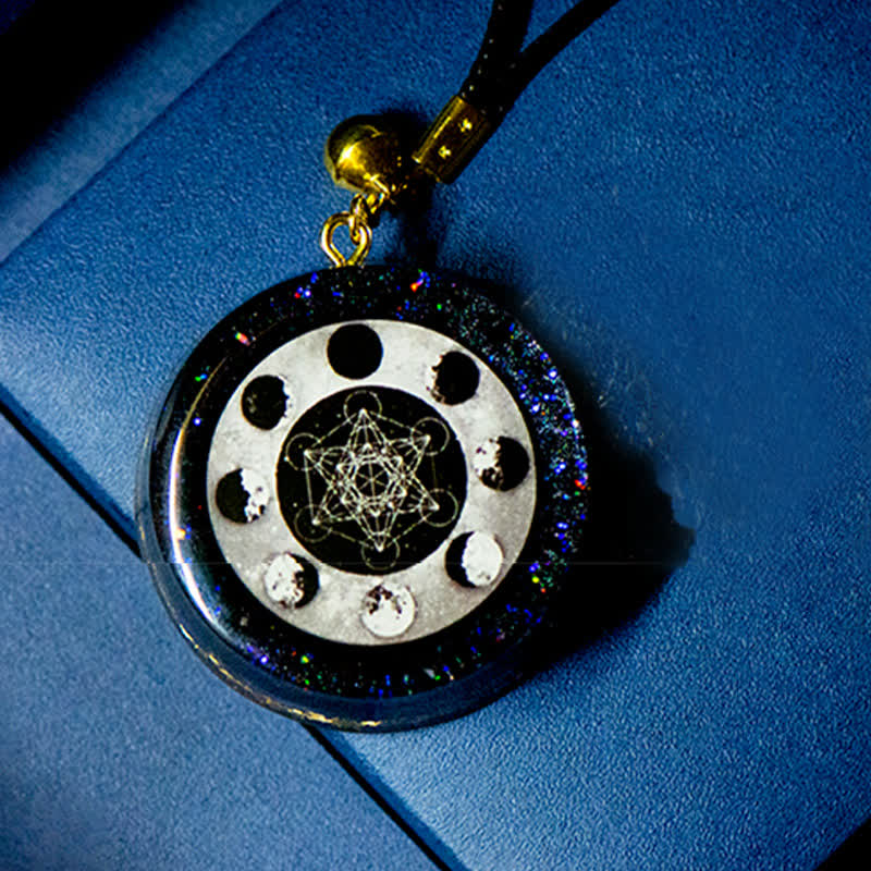 Olivenorma Metatron's Cube Energy Moon Phase Orgone Necklace