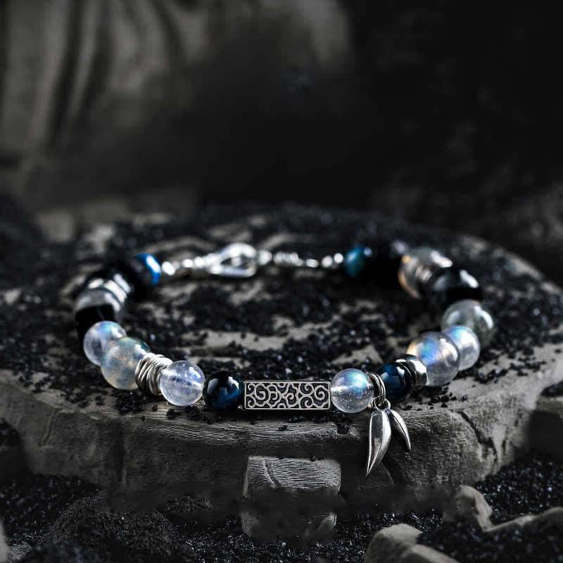 Olivenorma Moonstone Blue Tiger Eye Beads Bracelet