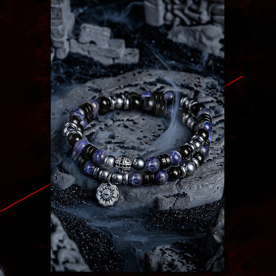 Olivenorma "Dark Ray" Hematite Obsidian Sodalite Beads Bracelet