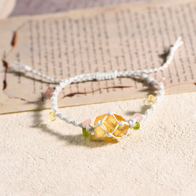 Olivenorma Handcrafted Natural Crystal Braided Flower Bracelet