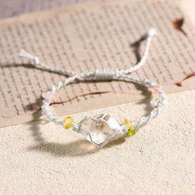 Olivenorma Handcrafted Natural Crystal Braided Flower Bracelet