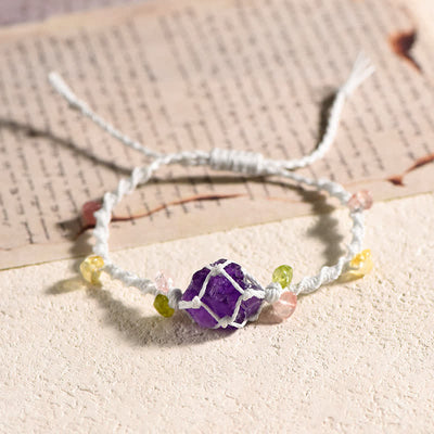 Olivenorma Handcrafted Natural Crystal Braided Flower Bracelet