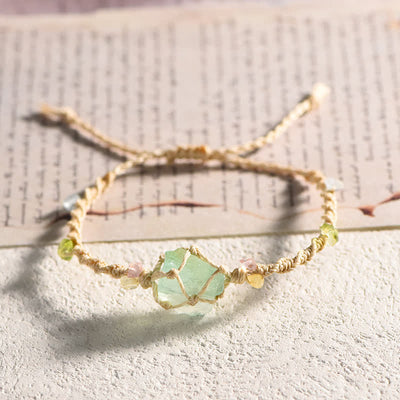 Olivenorma Handcrafted Natural Crystal Braided Flower Bracelet