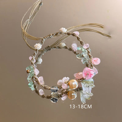 Olivenorma Handcrafted Colorful Natural Crystal Braided Flower Bracelet