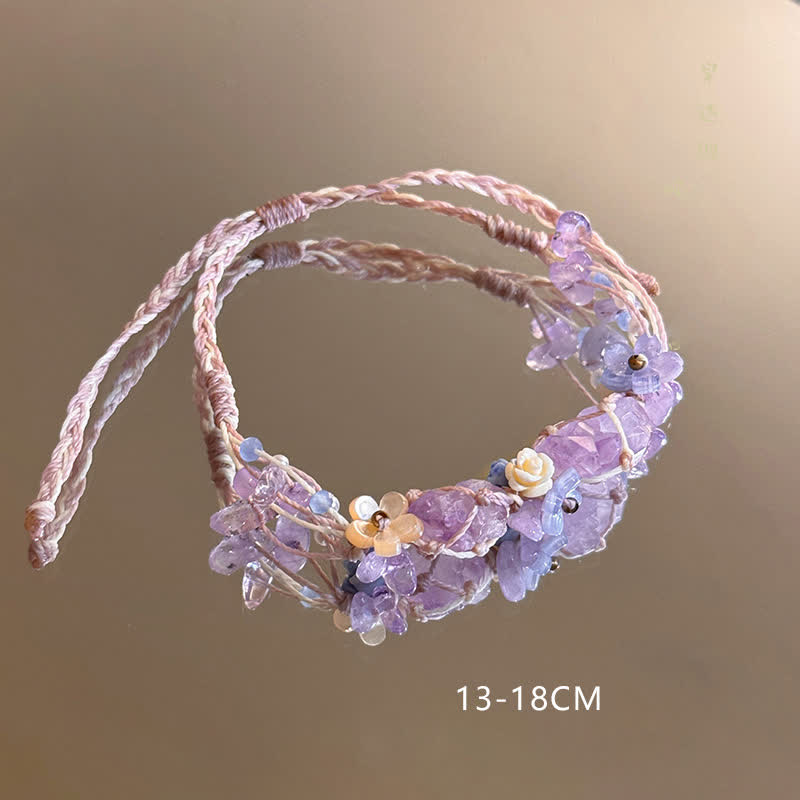 Olivenorma Handcrafted Colorful Natural Crystal Braided Flower Bracelet