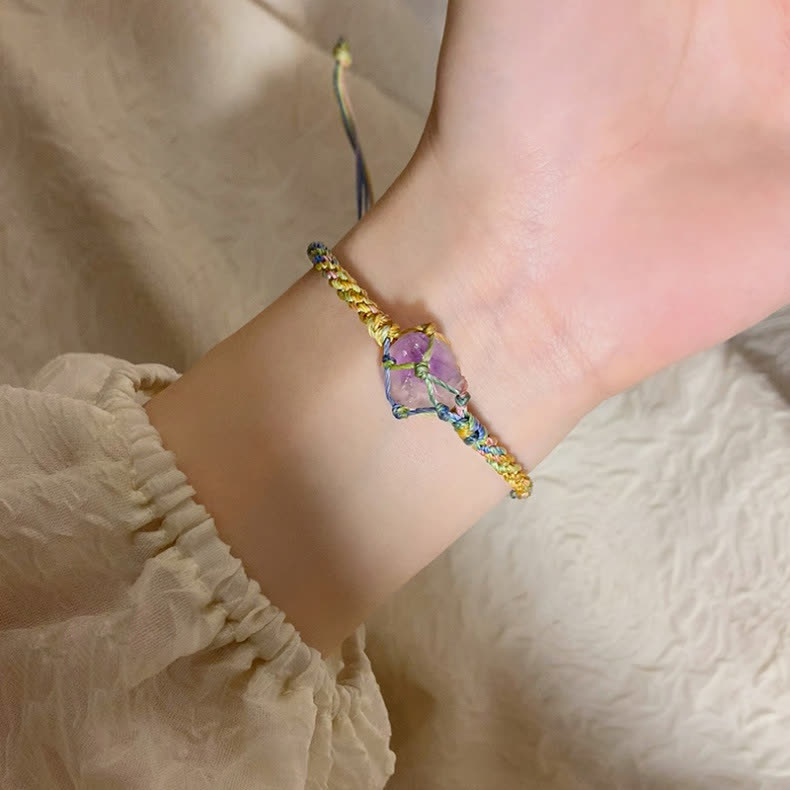 Olivenorma Handcrafted Colorful Natural Crystal Braided Flower Bracelet