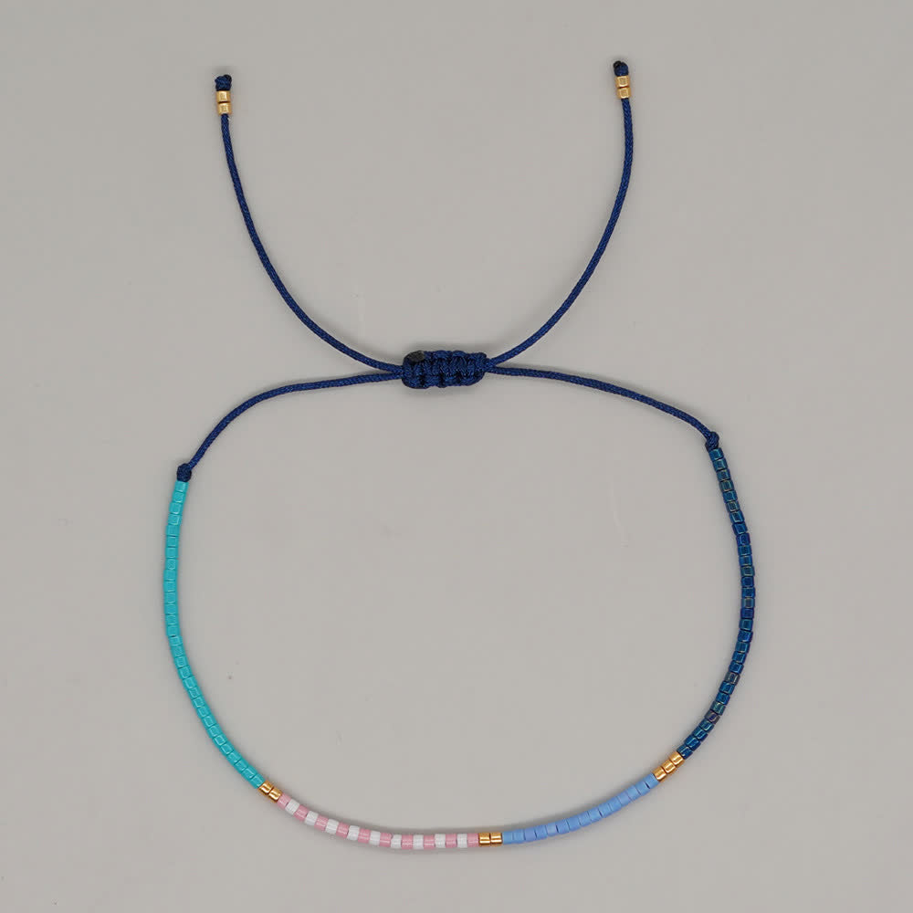 Olivenorma Colorful Rice Beads Drawstring Bracelet