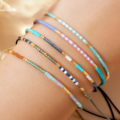 Olivenorma Colorful Rice Beads Drawstring Bracelet