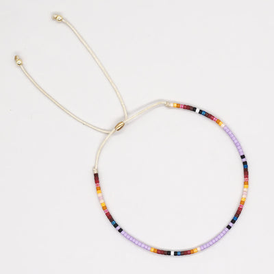 Olivenorma Colorful Rice Beads Beige Drawstring Bracelet