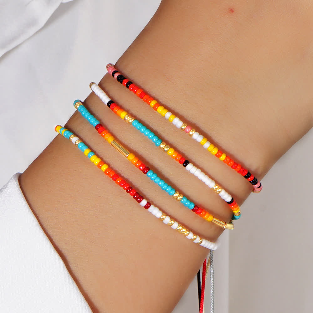 Olivenorma Colorful Roller Beads Beads Drawstring Bracelet