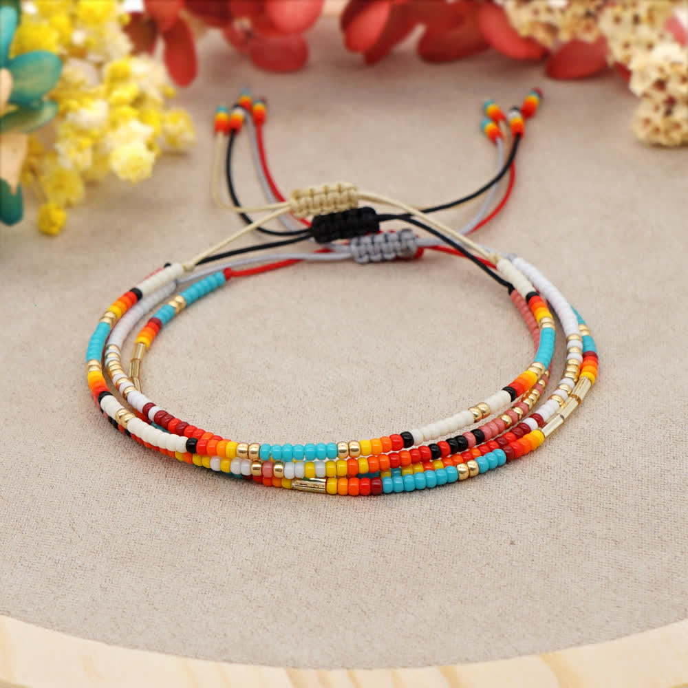 Olivenorma Colorful Roller Beads Beads Drawstring Bracelet