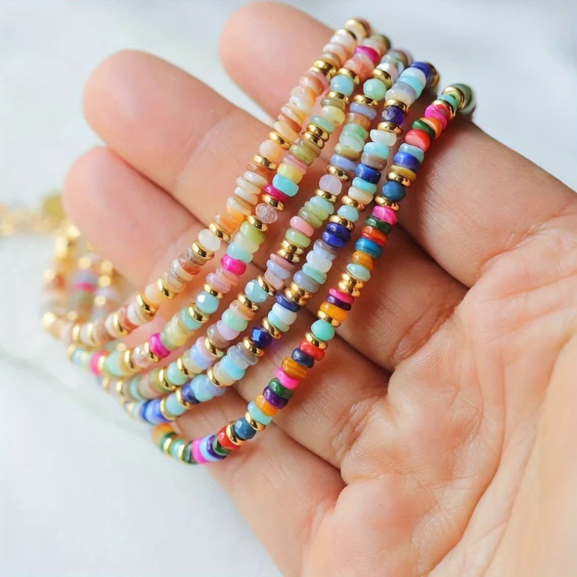 Olivenorma Colorful Roller Beads Metal Buckle Bracelet