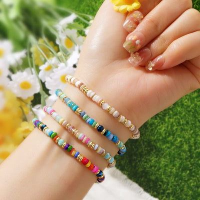 Olivenorma Colorful Roller Beads Metal Buckle Bracelet