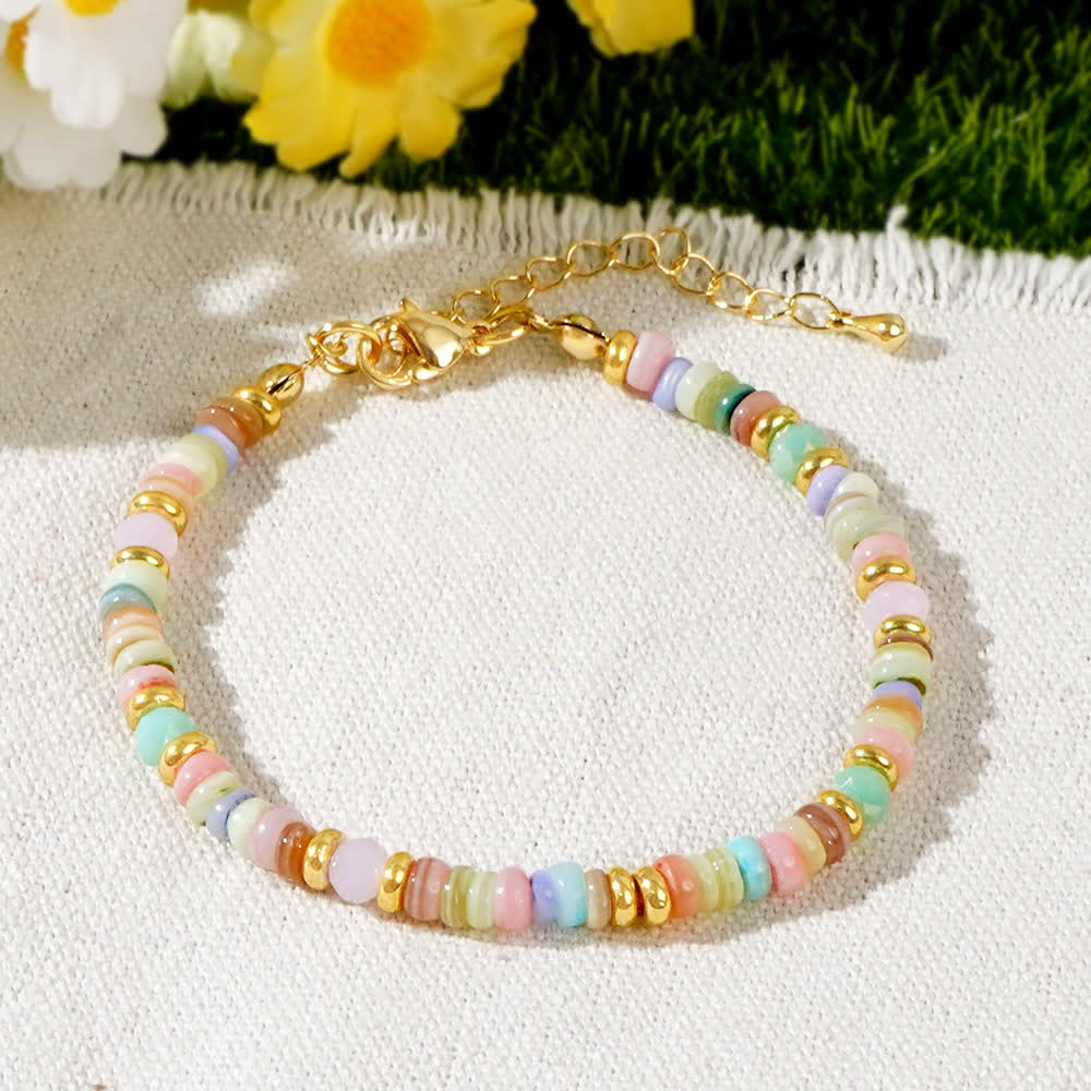 Olivenorma Colorful Roller Beads Metal Buckle Bracelet