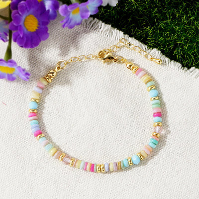 Olivenorma Colorful Roller Beads Metal Buckle Bracelet