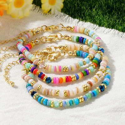 Olivenorma Colorful Roller Beads Metal Buckle Bracelet