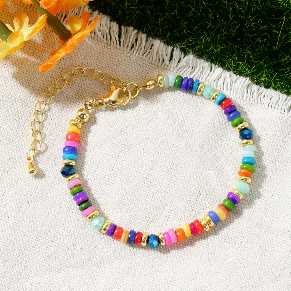 Olivenorma Colorful Roller Beads Metal Buckle Bracelet