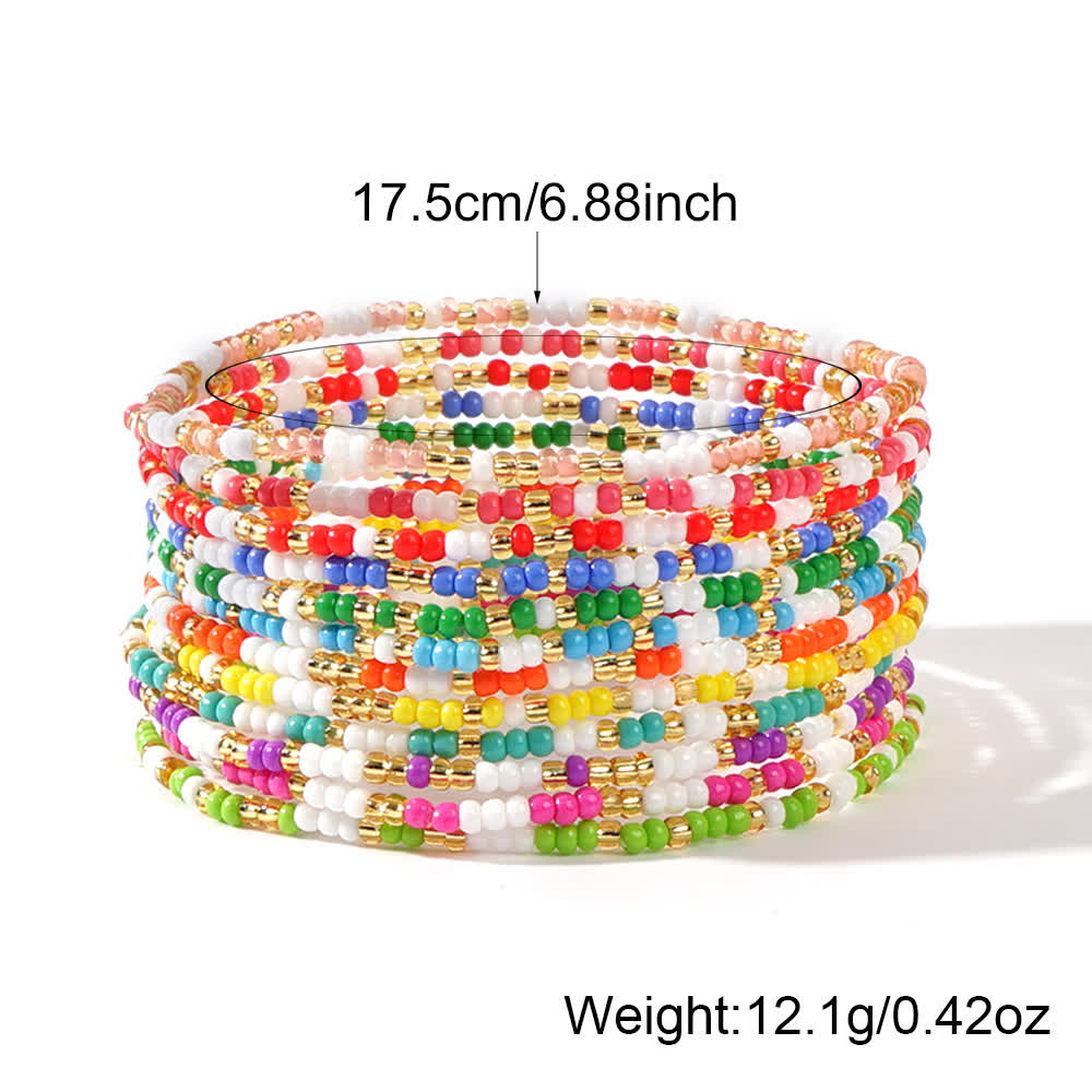 Olivenorma 12Pcs Colorful Rice Beads Bracelet Set