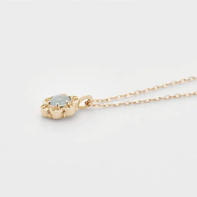 Olivenorma Sterling Silver Natural Aquamarine Flower Necklace