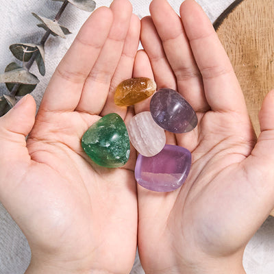 Olivenorma Genuine Raw Rainbow Fluorite Tumbled Stone