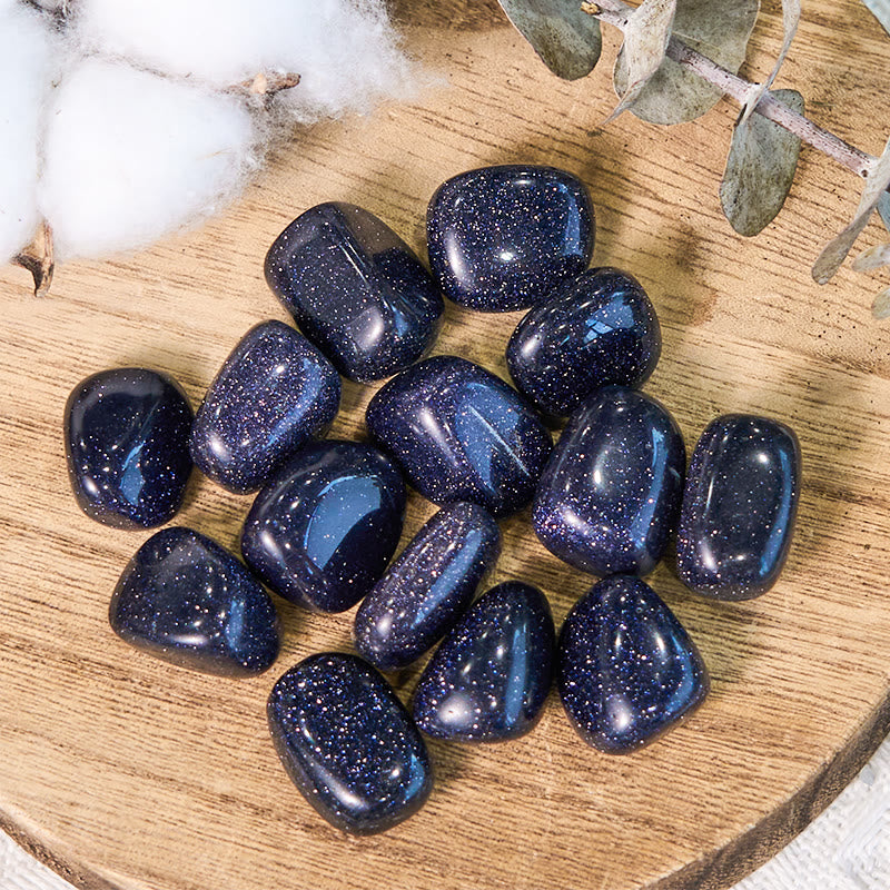 Olivenorma Natural Glitter Blue Sandstone Tumbled Stone