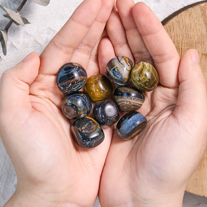 Olivenorma Natural Blue Tiger Eye Tumbled Healing Stone