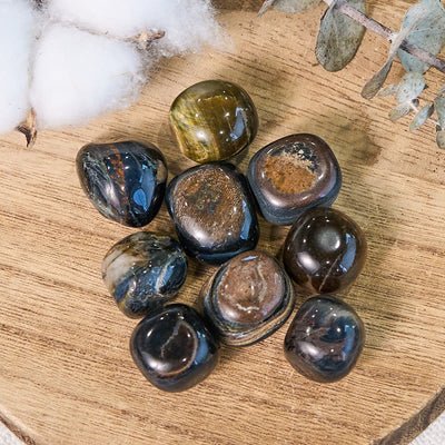 Olivenorma Natural Blue Tiger Eye Tumbled Healing Stone