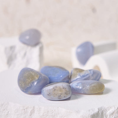 Olivenorma Blue Chalcedony Healing Crystals Tumbled Stone Set