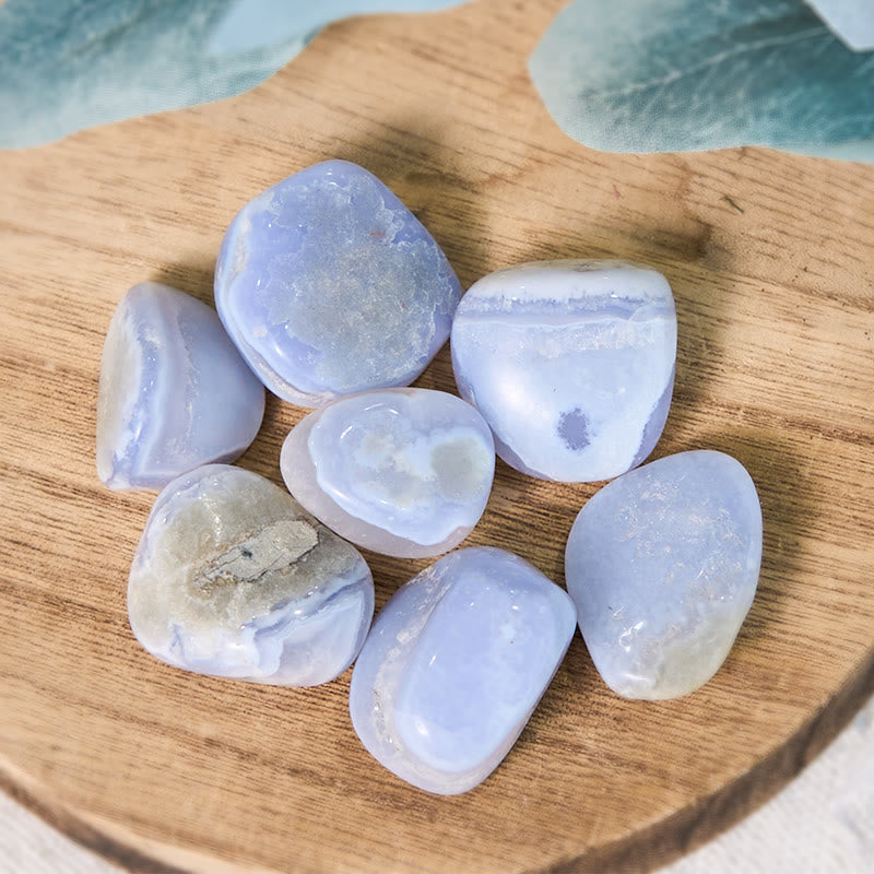 Olivenorma Blue Chalcedony Healing Crystals Tumbled Stone Set