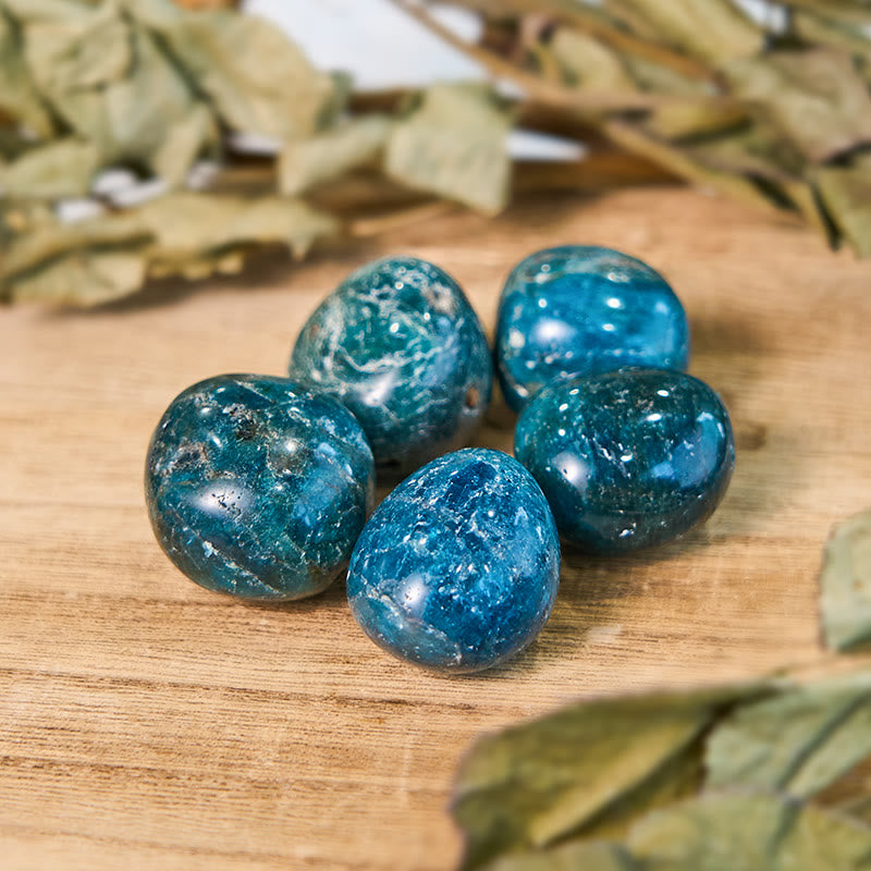 Olivenorma Polished Natural Blue Apatite Healing Tumbled Stone