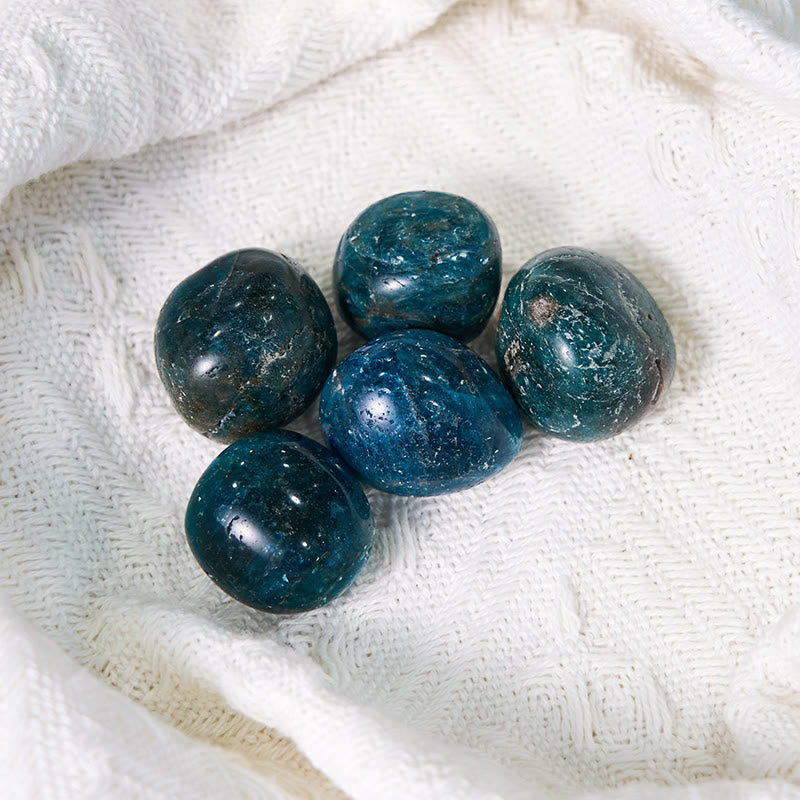 Olivenorma Polished Natural Blue Apatite Healing Tumbled Stone