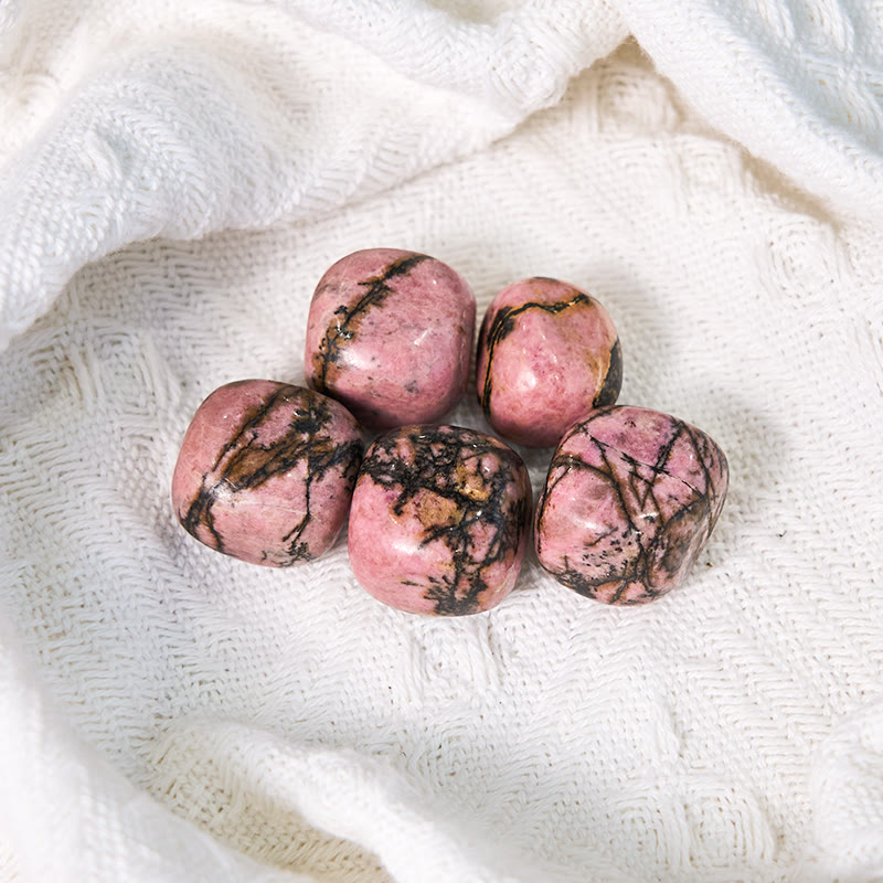 Olivenorma Polished Irregular Rhodonite Bulk Tumbled Stone