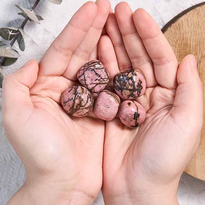 Olivenorma Polished Irregular Rhodonite Bulk Tumbled Stone