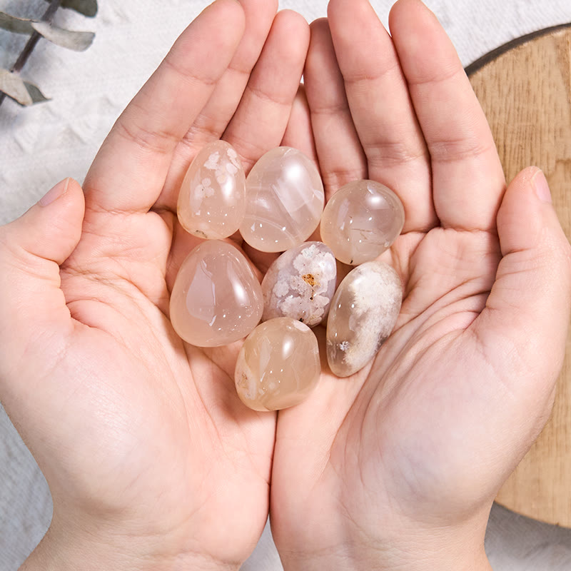 Olivenorma Natural Irregular Cherry Blossom Agate Tumbled Stone