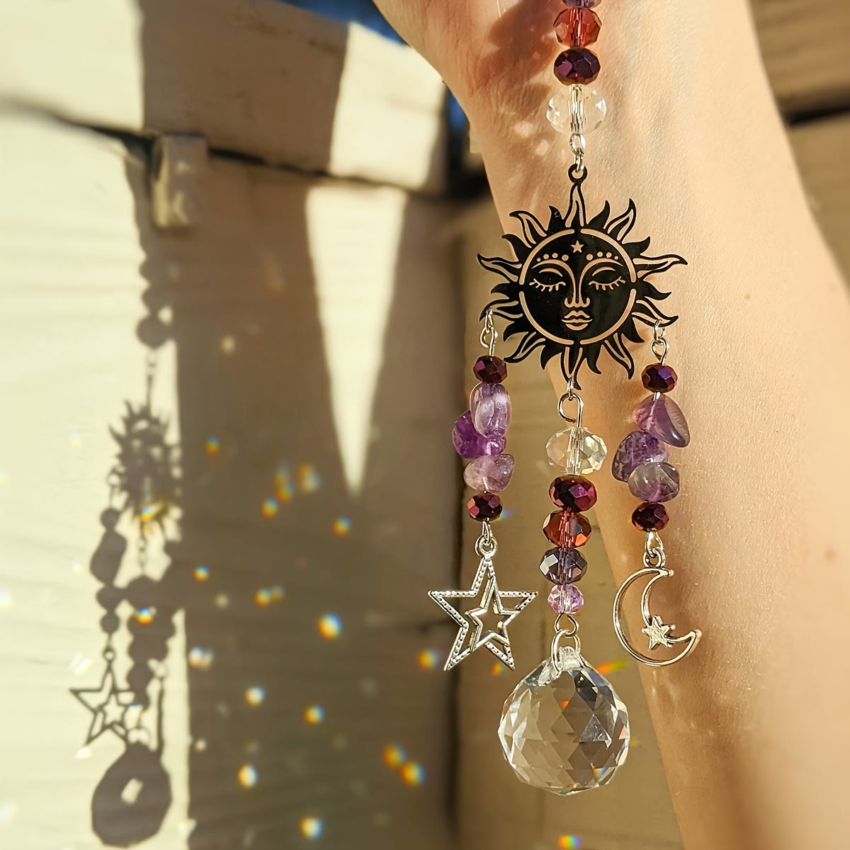 Olivenorma Moon Goddess Crystal Sun Catcher Wind Chimes