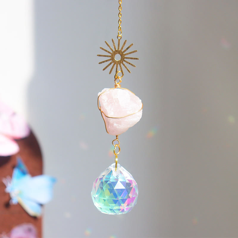 Olivenorma Healing Raw Stone Sun Catcher Hanging Ornament