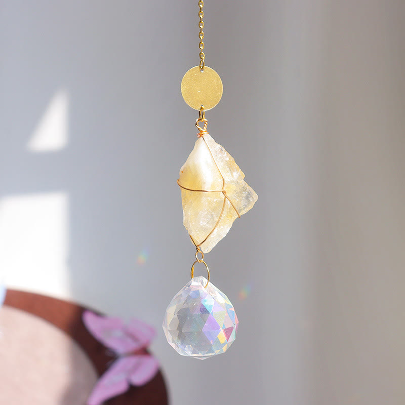 Olivenorma Healing Raw Stone Sun Catcher Hanging Ornament