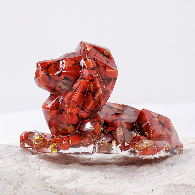 Olivenorma Natural Stone Lion Gemstone Decoration