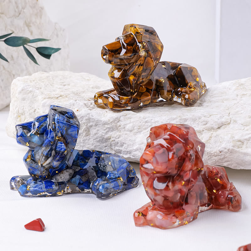 Olivenorma Natural Stone Lion Gemstone Decoration