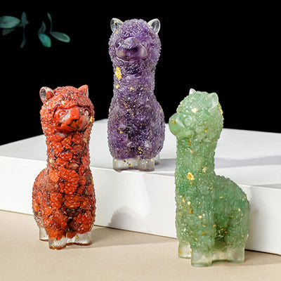 Olivenorma Natural Stone Alpaca Statue Gemstone Decoration